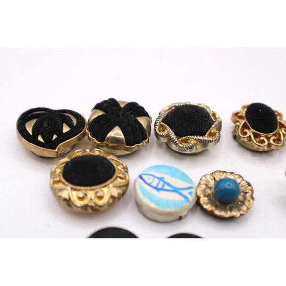 Lot Vtg Button Covers Crafts Sewing Jewelry Lot Faux Pearl Velvet Stones Mixed - Picture 2 of 9